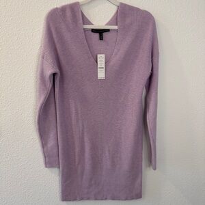 WHBM Cashmere Blend Lilac L/S V-Neck Ribbed Tunic Sweater Size XS NEW $89 Spring